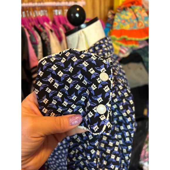 Veronica Beard Worth Blouse Blue Floral Sz 2 Long Sleeve Workwear SILK - Picture 8 of 12